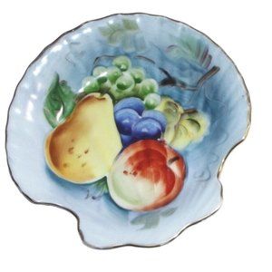 Vintage Lefton #20334 China Hand Painted Fruit Shell Shaped Dish seashell